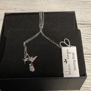 Blu Sage Silver Necklace with Black Hummingbird Pendant